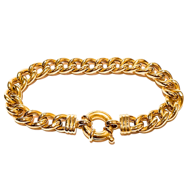 yellow gold curb chain bracelet bolt clasp | LONDON LOANS