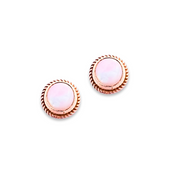 white opal stud earrings in yellow gold | LONDON LOANS