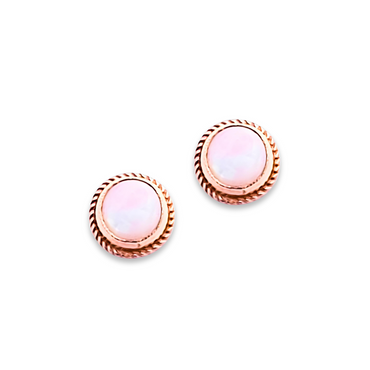 white opal stud earrings in yellow gold | LONDON LOANS