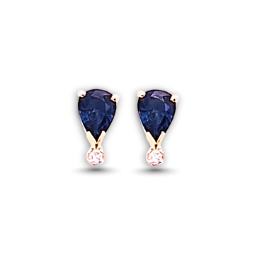 sapphire earrings with diamonds in yellow gold