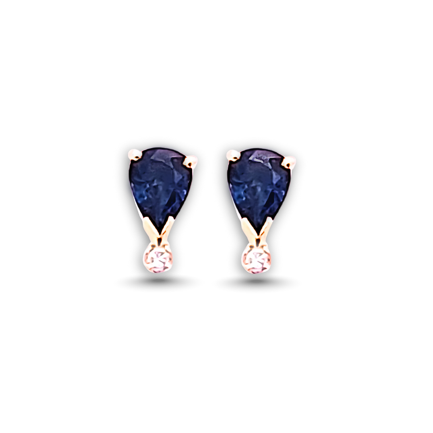 sapphire earrings with diamonds in yellow gold