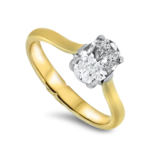 1.12ct Oval Diamond Solitaire Engagement Ring E VVS2 in 18ct Yellow Gold