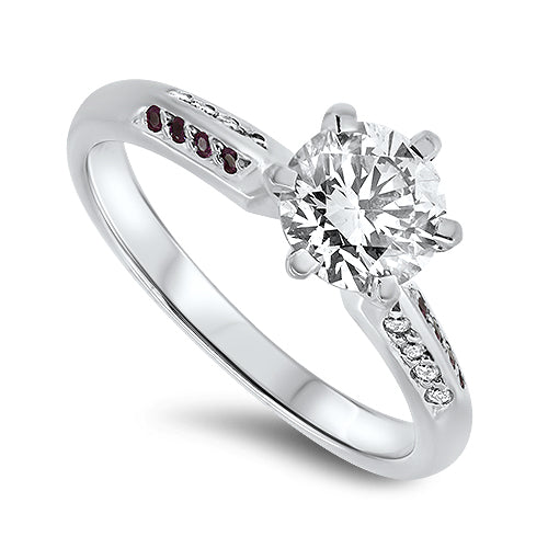 1.14ct Diamond & Pink Sapphire Engagement Ring in 18ct White Gold