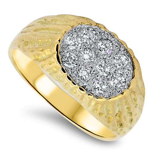0.55ct Diamond Mens Cluster Ring in 18k Yellow Gold