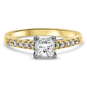 0.52ct Princess Cut Diamond Engagement Ring set in 18k Yellow Gold