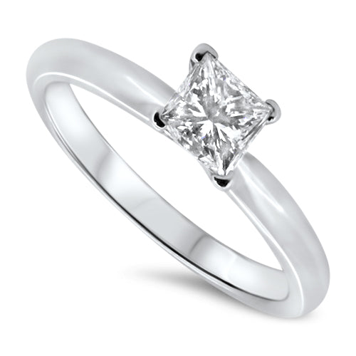 0.50ct Diamond Engagement Ring set in 18k White Gold with a G/H SI2 Princess Cut Diamond