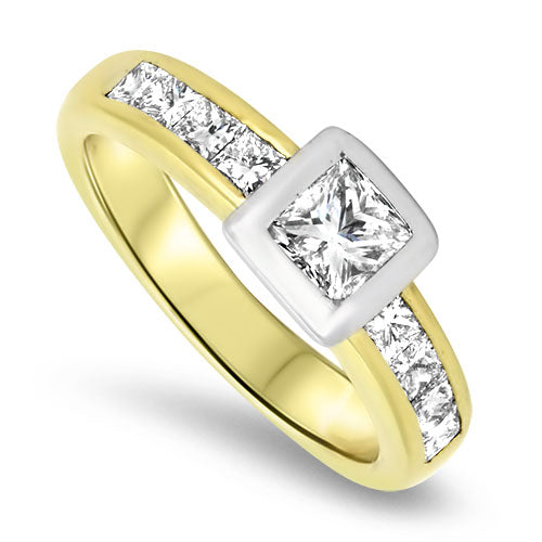 1.00ct Princess Cut Diamond Engagement Ring in 18k Gold