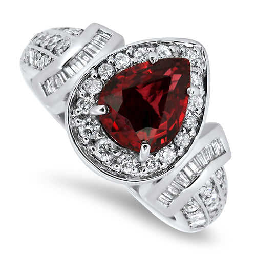 3.01ct Natural Red Sapphire and Diamond Ring in 18ct White Gold | London Loans