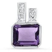 6.00ct Amethyst and Diamond Handmade Pendant in 18ct White Gold