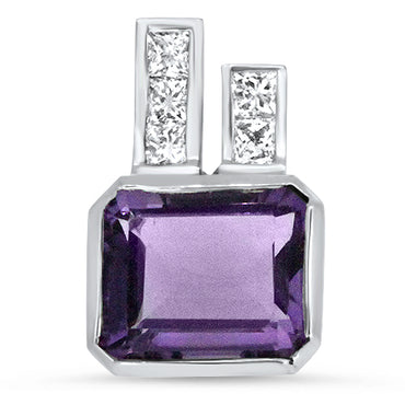6.00ct Amethyst and Diamond Handmade Pendant in 18ct White Gold