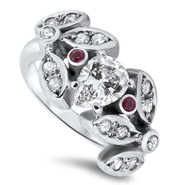1.42ct Diamond Cluster Ring with Pink Sapphires Center Diamond 1.02ct