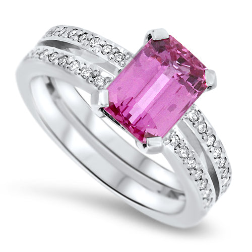 2.73ct Natural Pink Sapphire and Diamond Handmade Dress Ring set in Platinum