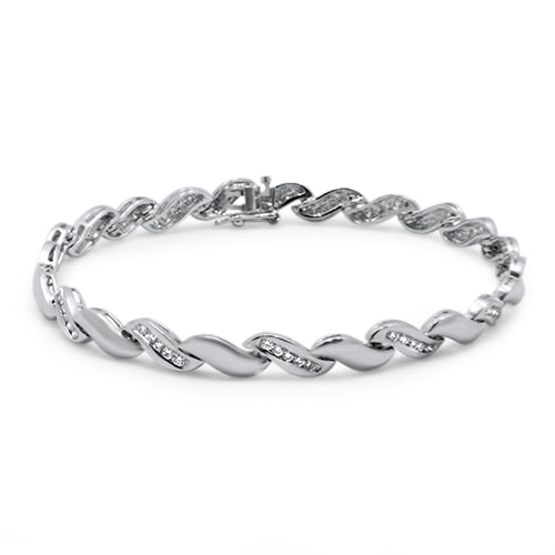 Diamond Patterned Bracelet in 18ct White Gold with G/H VS-SI Diamonds
