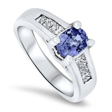 1.40ct Sapphire & Diamond Ring in 18ct White Gold