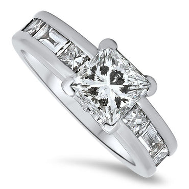 2.82ct Diamond Engagement Ring with a 1.50ct Center Princess Cut Diamond
