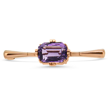 Amethyst  Brooch Antique Style in 9ct Rose Gold