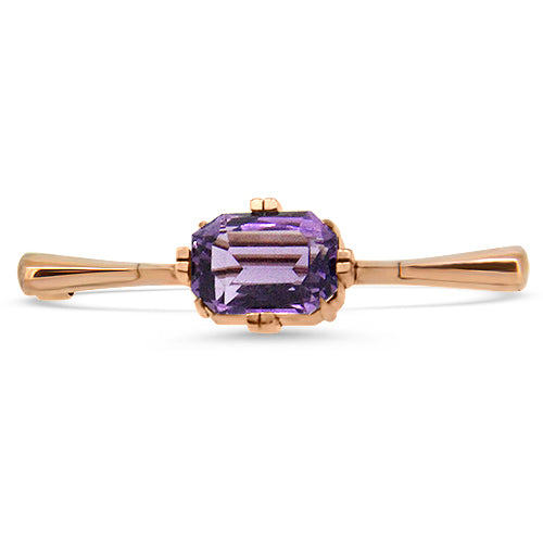 Amethyst  Brooch Antique Style in 9ct Rose Gold