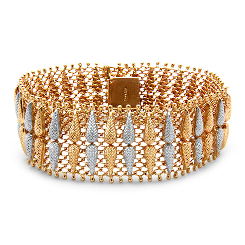 18ct Yellow & White Gold Very Unique Mesh Bracelet