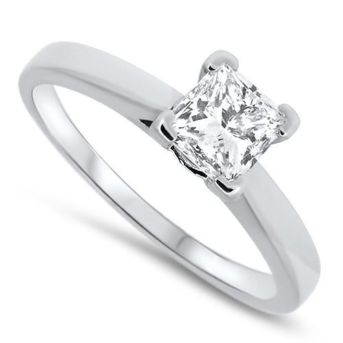 0.70ct Princess Cut Diamond Solitaire Engagement Ring set in Platinum
