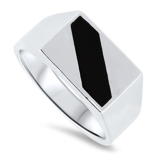 Mens Onyx Ring in 18ct White Gold