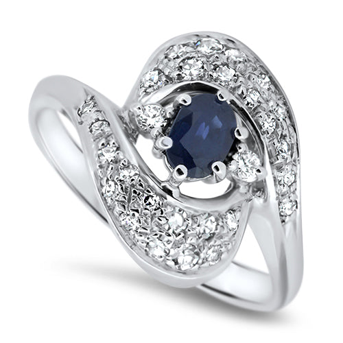 1.11ct Australian Sapphire & Diamond Cluster Ring in 18ct White Gold | London Loans