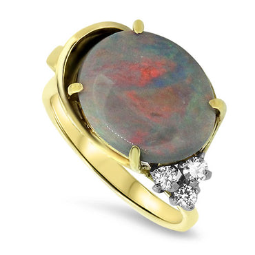 4.35ct Opal & Diamond Ring in 18ct Yellow & White Gold