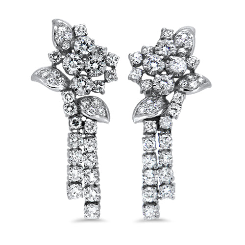 2.98ct Diamond Cluster Drop Earrings in 14ct White Gold