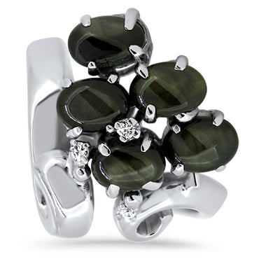 Star Sapphire & Diamond 14ct White Gold Handmade Ring | London Loans