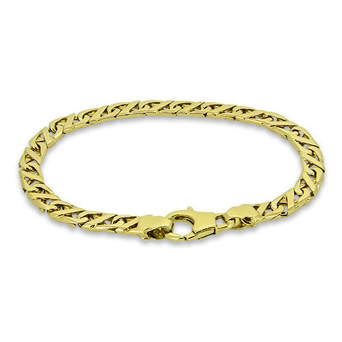 14ct Yellow Gold Crossed Curb Link Bracelet