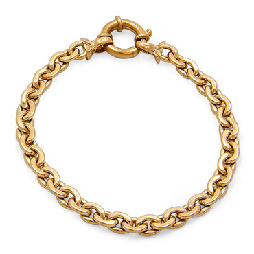 9ct Gold Solid Bracelet with a Unique Link and Bolt Clasp