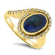 Black Lightning Ridge Solid Opal and Diamond Handmade Ring