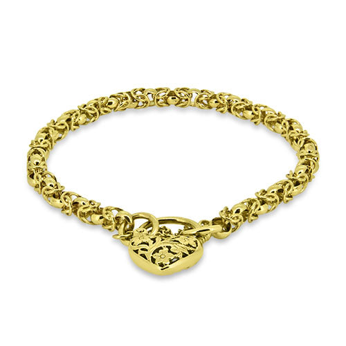 9ct Yellow Gold Unique Link Heart Padlock Bracelet