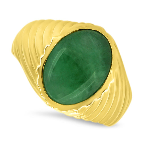 18ct Yellow Gold Type A Jade Ring