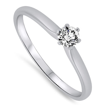 Diamond Solitaire Ring in 18ct White Gold
