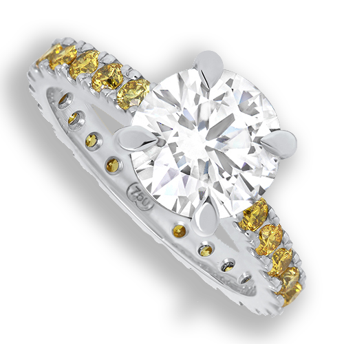 Diamond & Yellow Diamond Engagement Handmade Ring in 18ct White Gold | London Loans