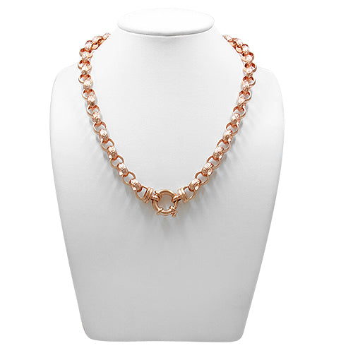 9ct Rose Gold Patterned Belcher Necklace