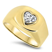 1.00ct Heart Shaped Diamond Mens Ring in 18ct Gold