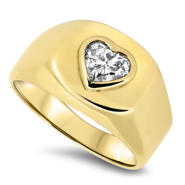 1.00ct Heart Shaped Diamond Mens Ring in 18ct Gold