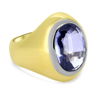 Men's Created Sapphire Ring in 18ct Yellow & White Gold