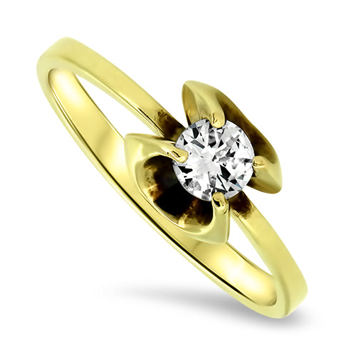 Diamond Solitaire Ring in 14ct Yellow Gold