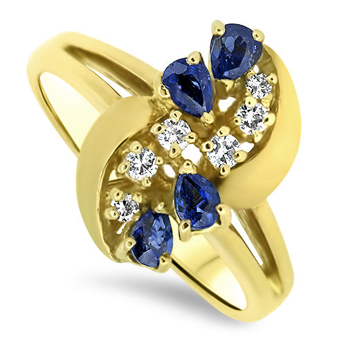 0.78ct Australian Sapphire & Diamond Cluster Ring in 18ct Yellow Gold