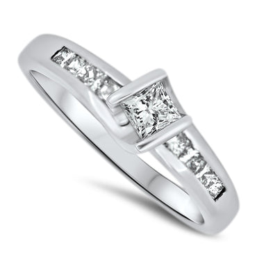 0.50ct Princess Cut Diamond Ring in 18ct White Gold