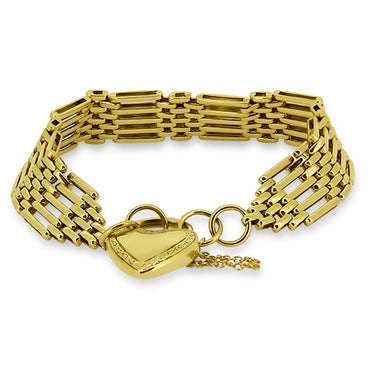 9ct Gold Heart Locket Gate Style Bracelet