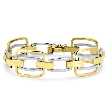 9ct Yellow and White Gold Unique Link Bracelet | London Loans