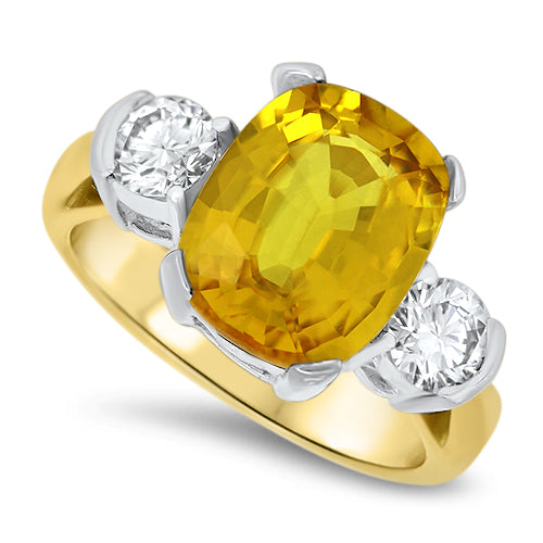 5.23ct Natural Yellow Sapphire and Diamond Dress Ring | London Loans