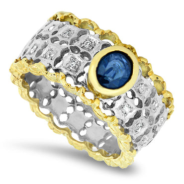 Australian Sapphire and Diamond Cluster Ring in 18ct Gold
