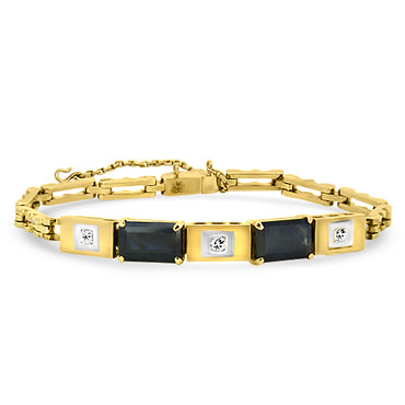 Natural Sapphire & Diamond Handmade Bracelet in 14ct Yellow Gold | London Loans