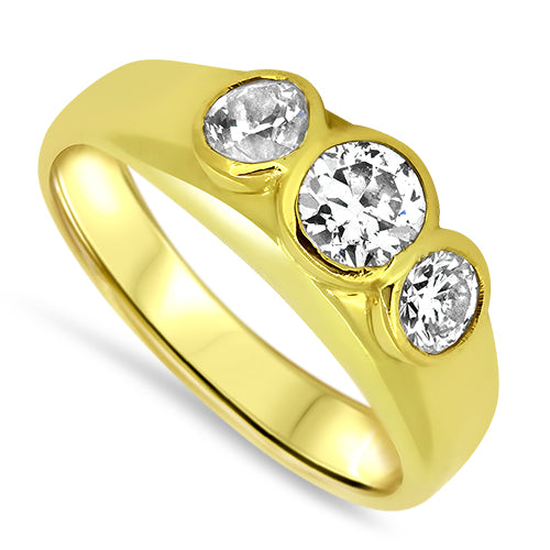 Trilogy Style Diamond Ring in 14ct Yellow gold