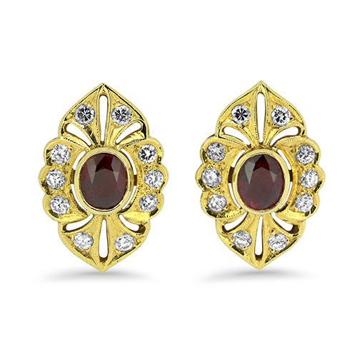 1.75ct Natural Ruby and Diamond Earrings | London Loans
