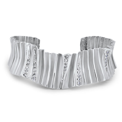 0.60ct Diamond Unique Cuff Bangle in 18k White Gold | London Loans